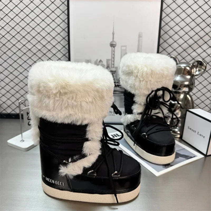 Botas de nieve de moda para mujer, botas altas cálidas y ...