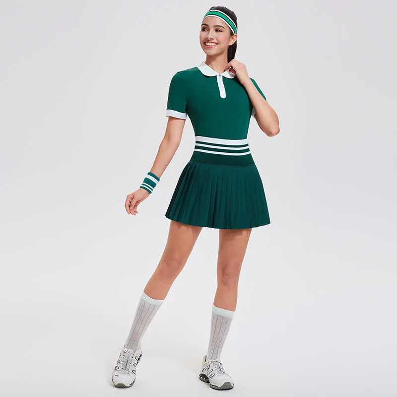 2025 Conjunto de verano para mujer, colegiala, Polo de ma...