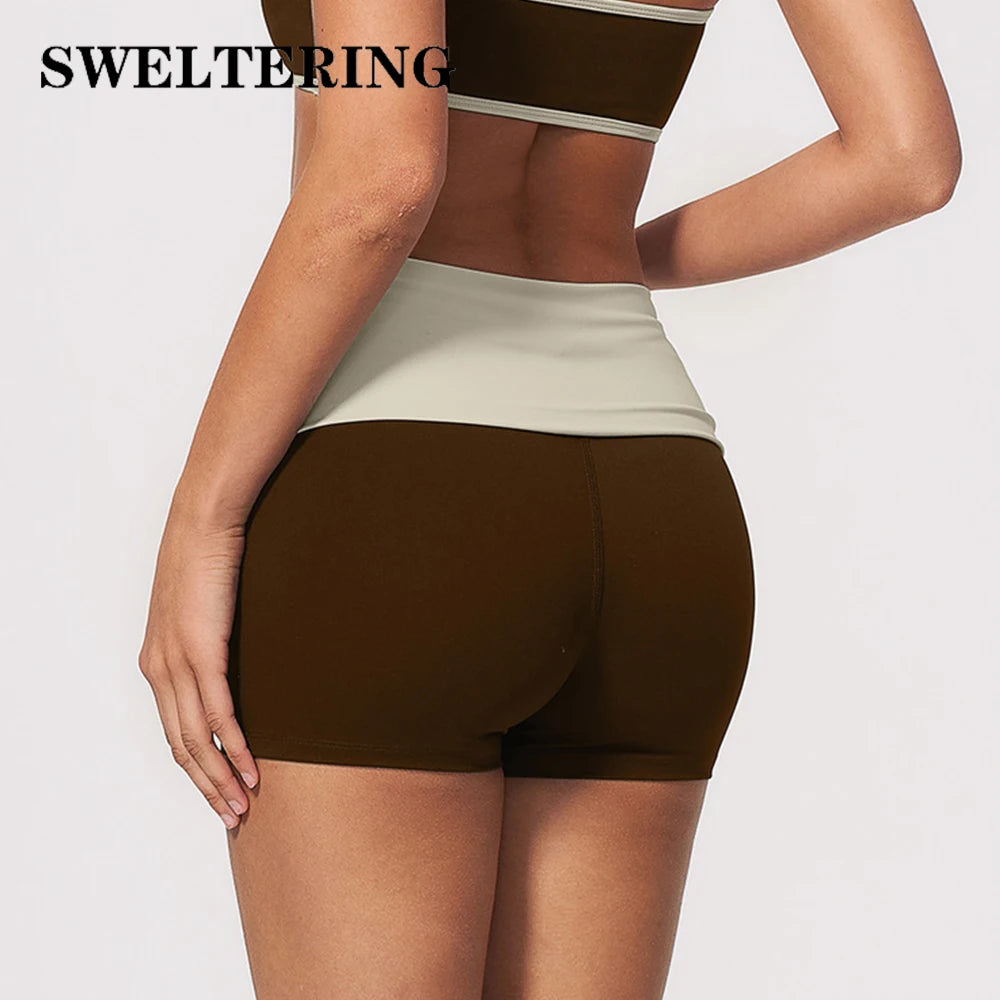 Shorts de Yoga para Mujer con Cintura Plegable, Efecto Le...