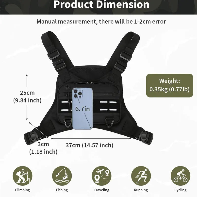 Bolsa de pecho al aire libre para hombre, bolsa frontal p...