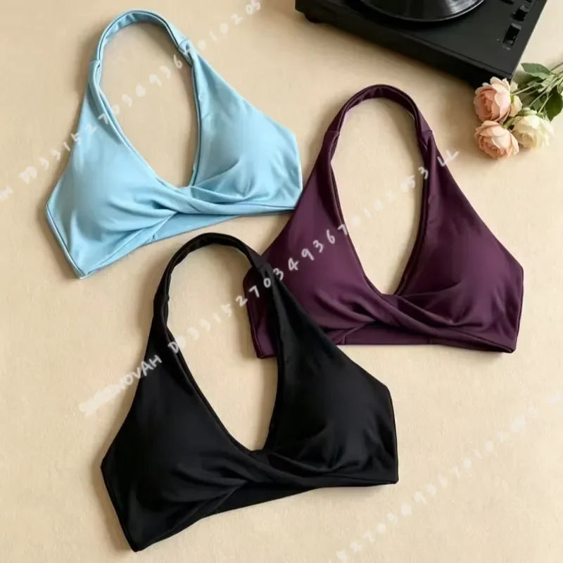 Sujetador deportivo halter para mujer con espalda abierta...
