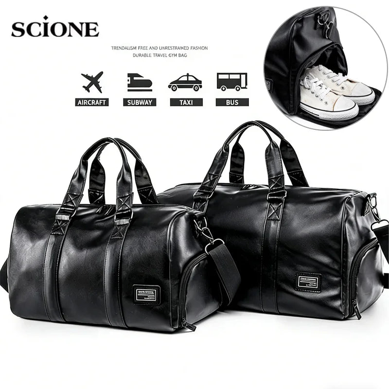 Bolsa de Gimnasio PU para Hombre, Bolso de Hombro Cruzado...