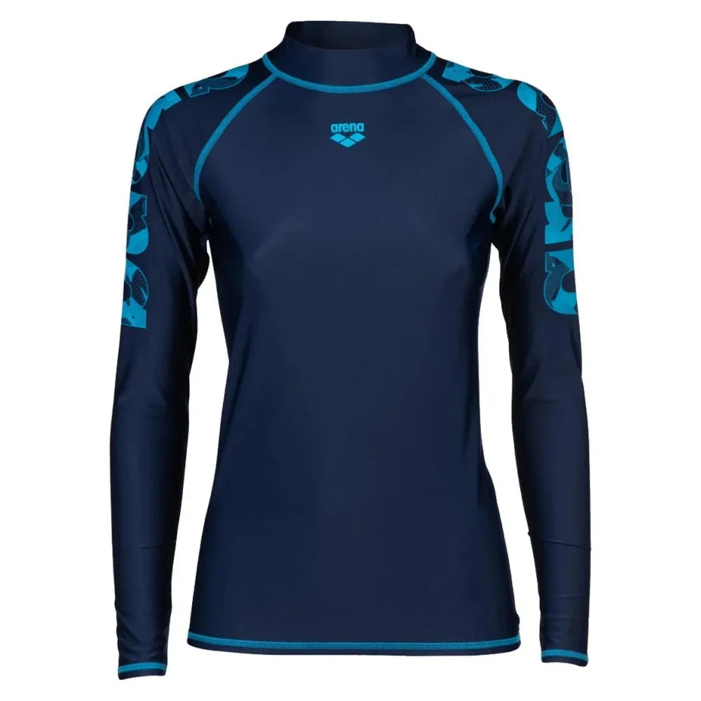 High-elasticity long-sleeve women's T-shirt from Corporación Turística, close-up of black fabric and fitted style.