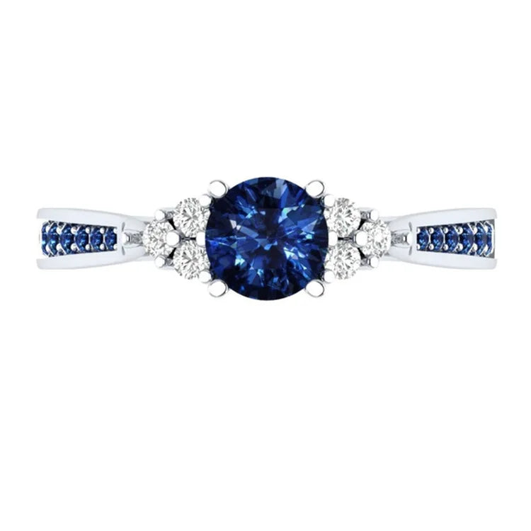 Anillo de plata de ley S925 con zafiro Natural auténtico ...