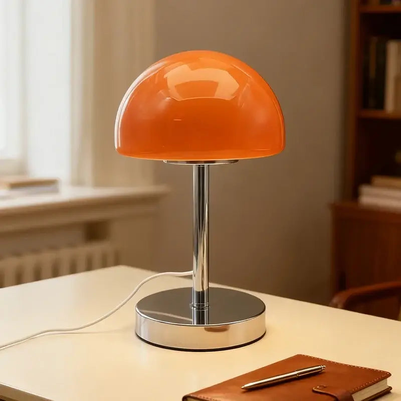 Lámpara de mesa de cristal con cúpula de seta, base de co...