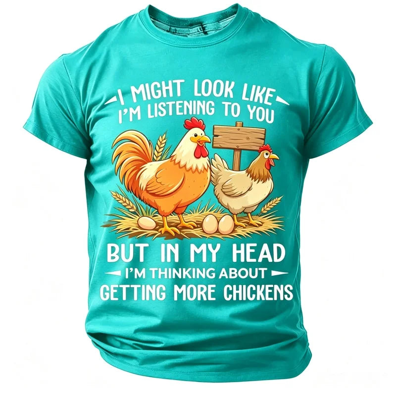 Men's short-sleeve T-shirt from Corporación Turística featuring a playful design, made from comfortable fabric, displayed on a neutral background.