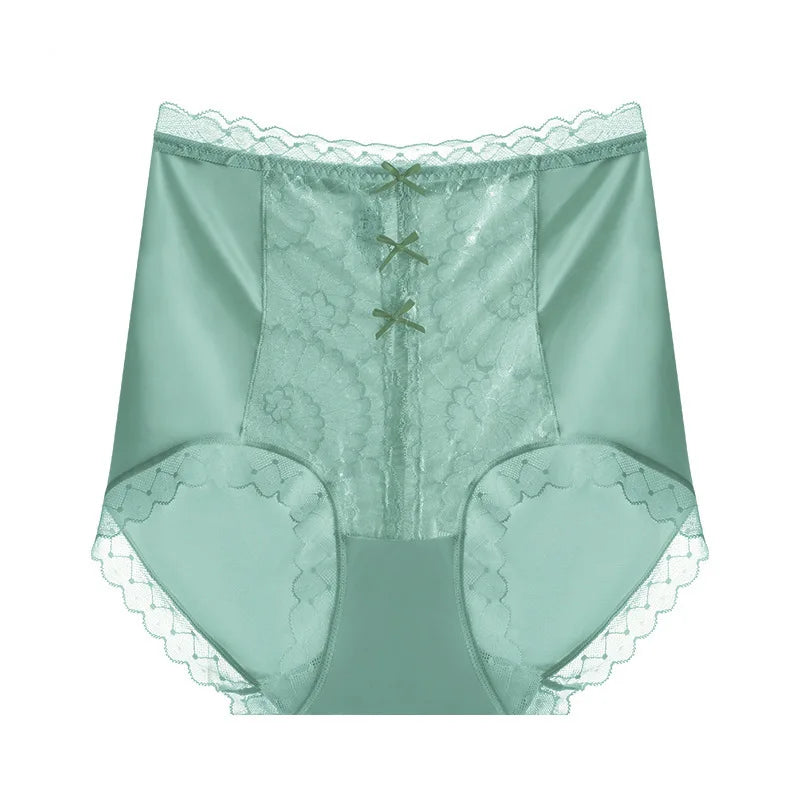 High-waisted lace women's panties from Corporación Turística, featuring elastic material and delicate floral lace details.