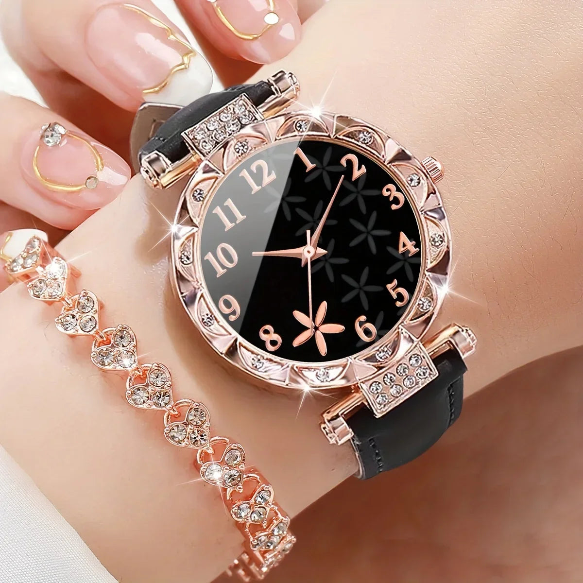 2 unids/set de reloj de cuarzo de moda con diamantes de i...