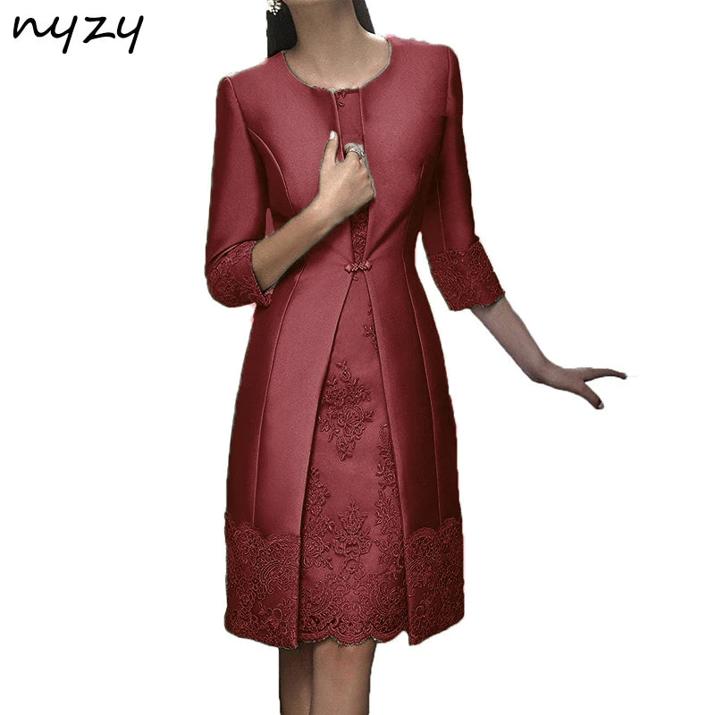 Vestido Encaje Verde Oscuro 2 Piezas Chaqueta Madre Novia Talla Plus