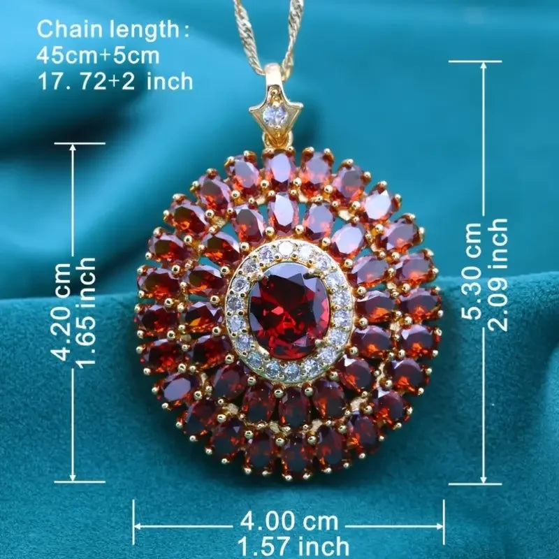 Elegante collar con colgante de circonita sintética roja ...