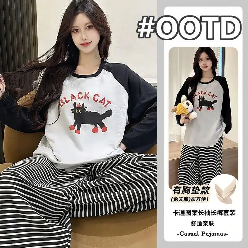 Conjunto Pijama Dibujos Animados Y2K - Algodón y Poliéster Cómodo