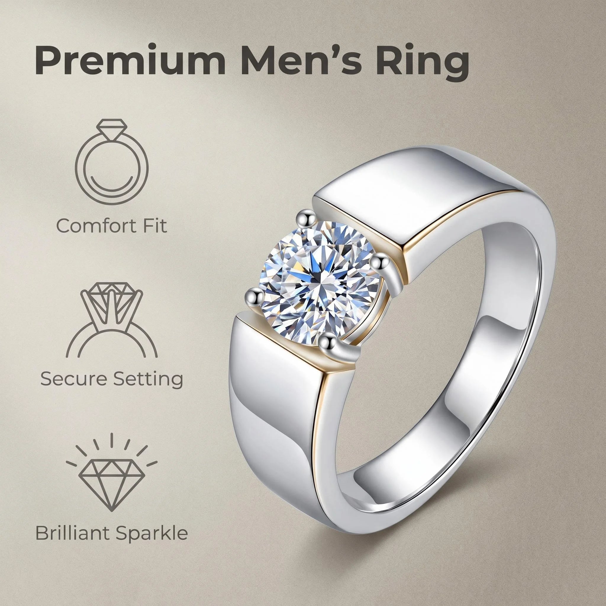 Anillo de Moissanita de 0.5-2CT, Color D, para Mujer y Ho...