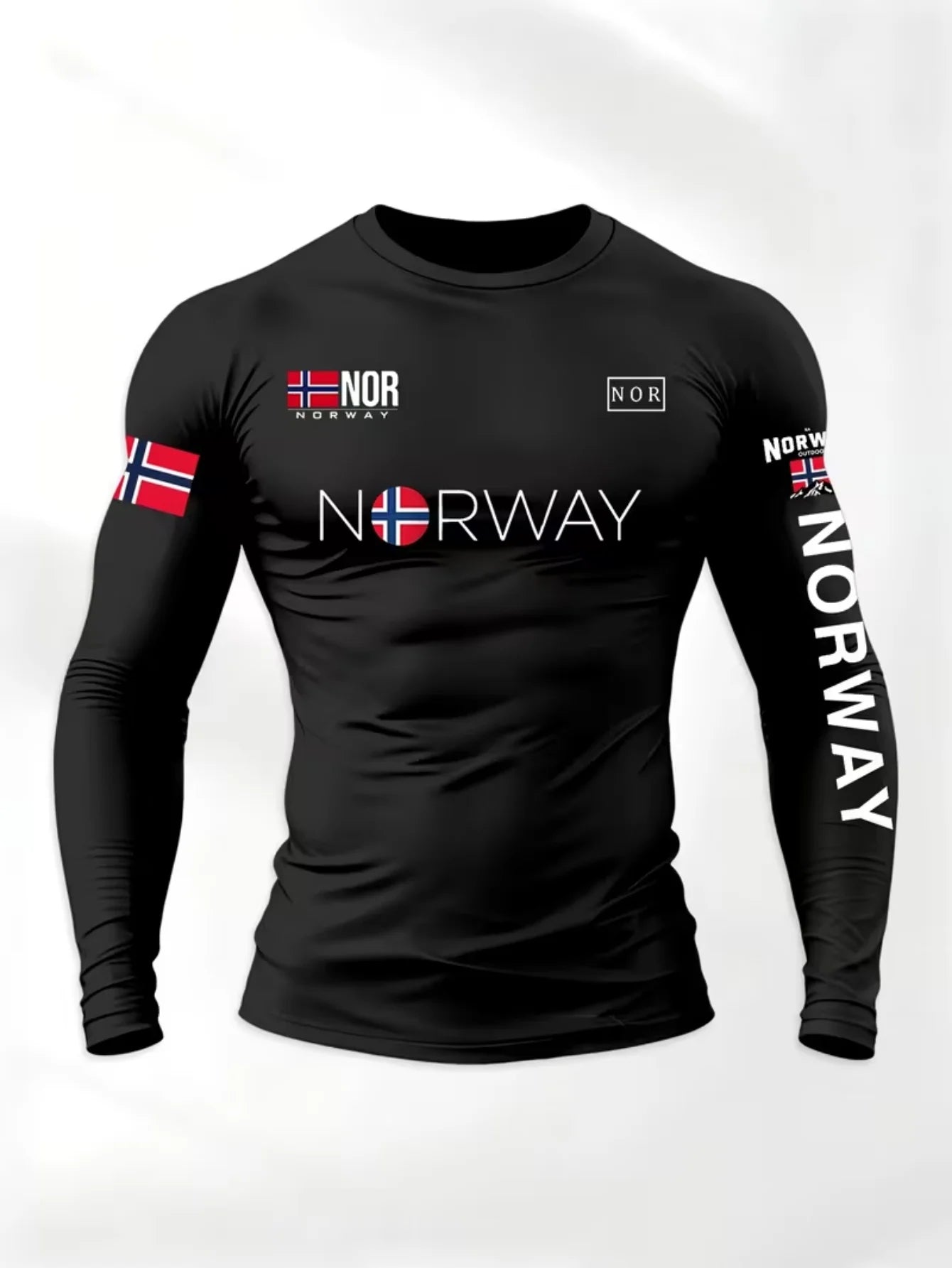 Camiseta ajustada de compresión para hombre, de alta elas...