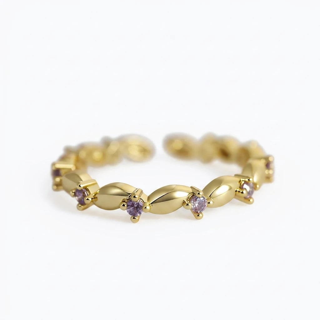 Anillo Flor Circon Colorido Ajustable Mujer Moda Vintage Regalo Joyería