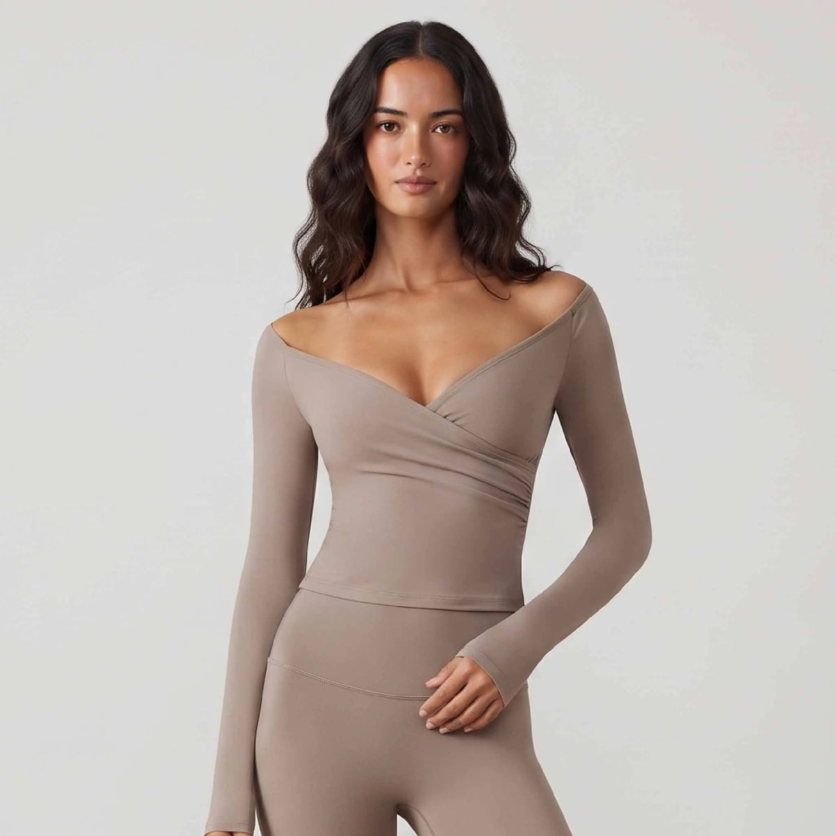 Camiseta Deportiva para Mujer, Hombros Descubiertos, Mang...