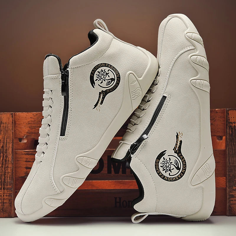 Nuevos botines para hombre, zapatillas altas de suela bla...