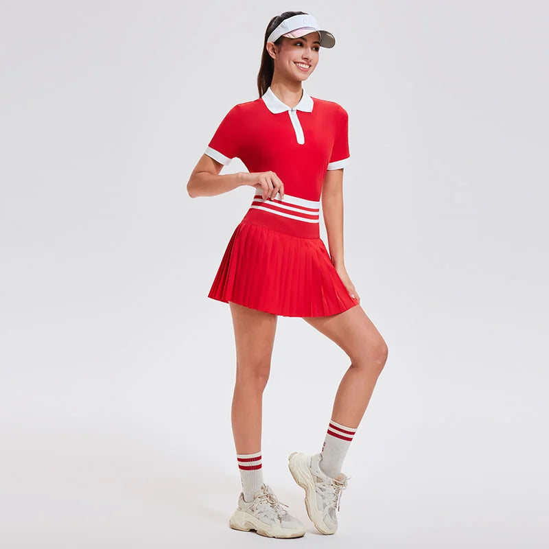 2025 Conjunto de verano para mujer, colegiala, Polo de ma...