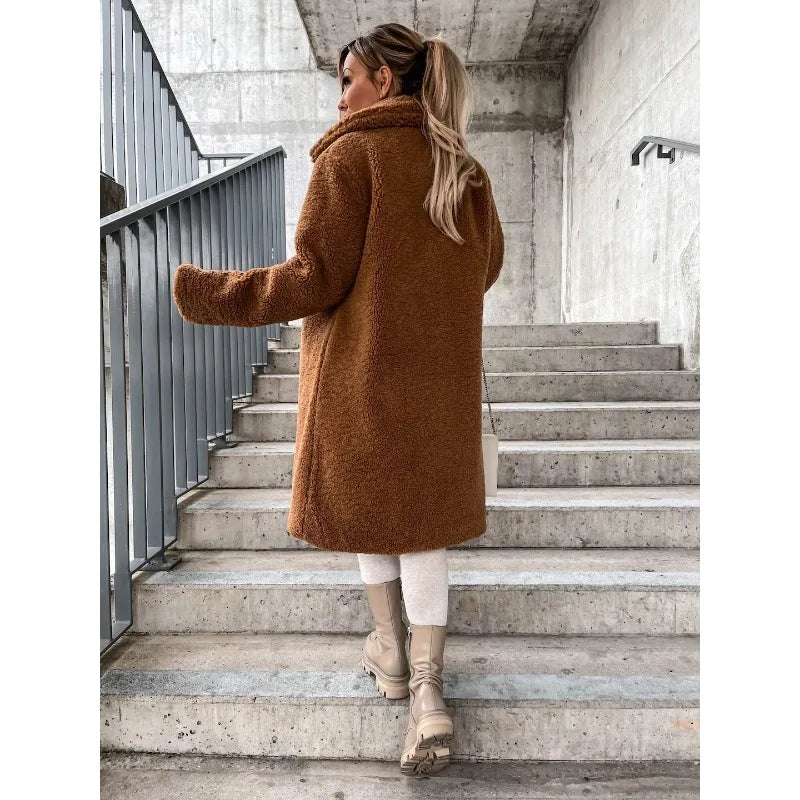 2025 Otoño e Invierno nueva moda abrigo largo de mujer de...