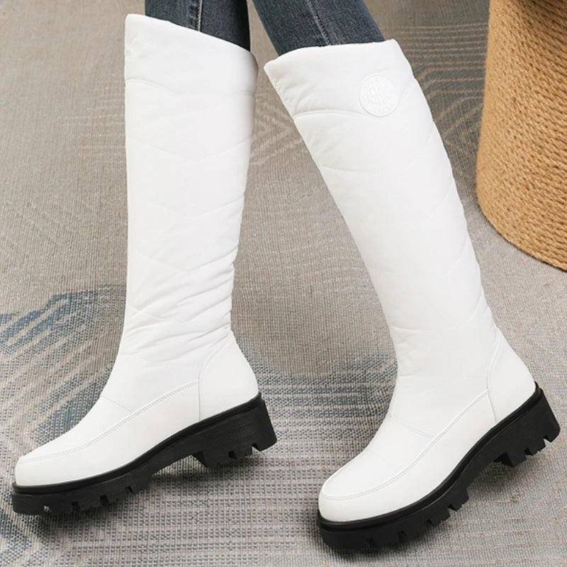 Botas de nieve blancas de piel cálida para mujer, zapatos...