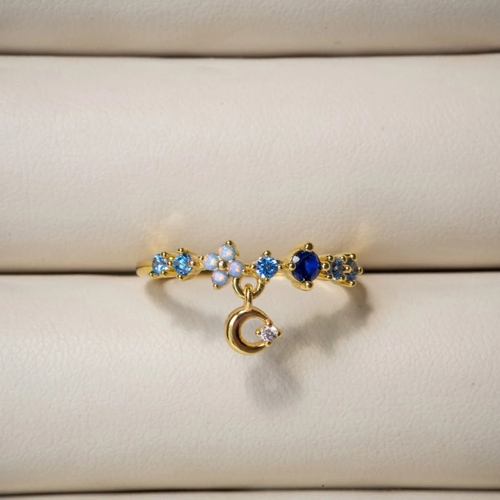 Anillo Flor Circon Colorido Ajustable Mujer Moda Vintage Regalo Joyería