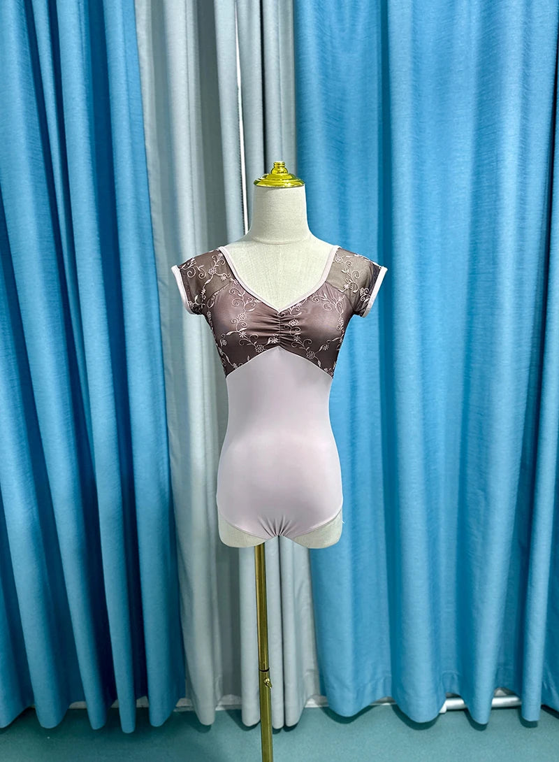 Women's ballet dance leotard by Corporación Turística, new stylish design, close-up of the fitted black dance leotard.