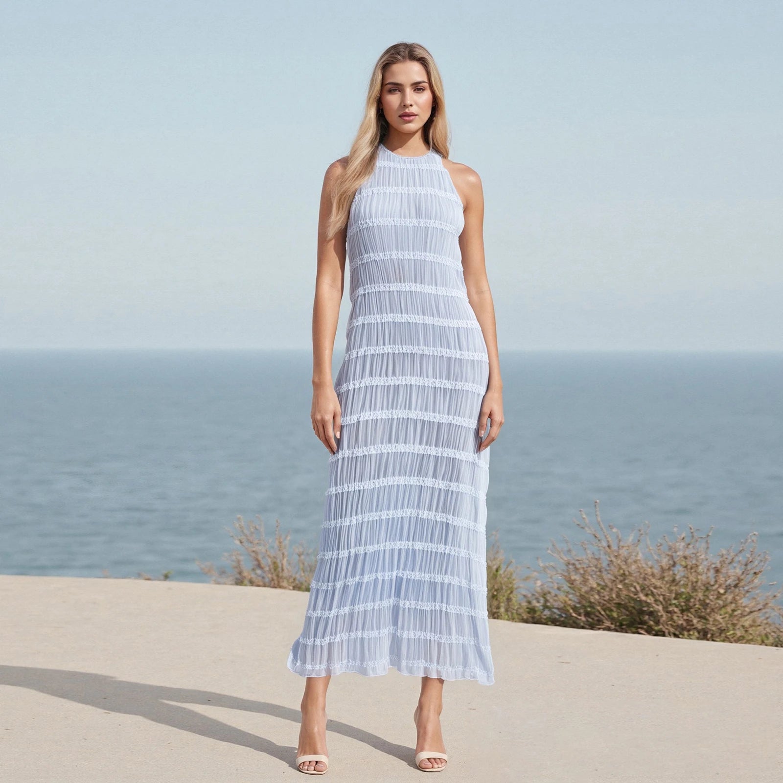 Vestido de cóctel fruncido elegante para mujer, vestido l...