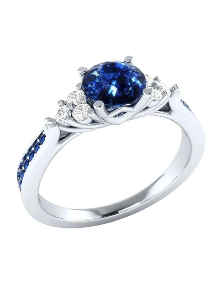 Anillo de plata de ley S925 con zafiro Natural auténtico ...