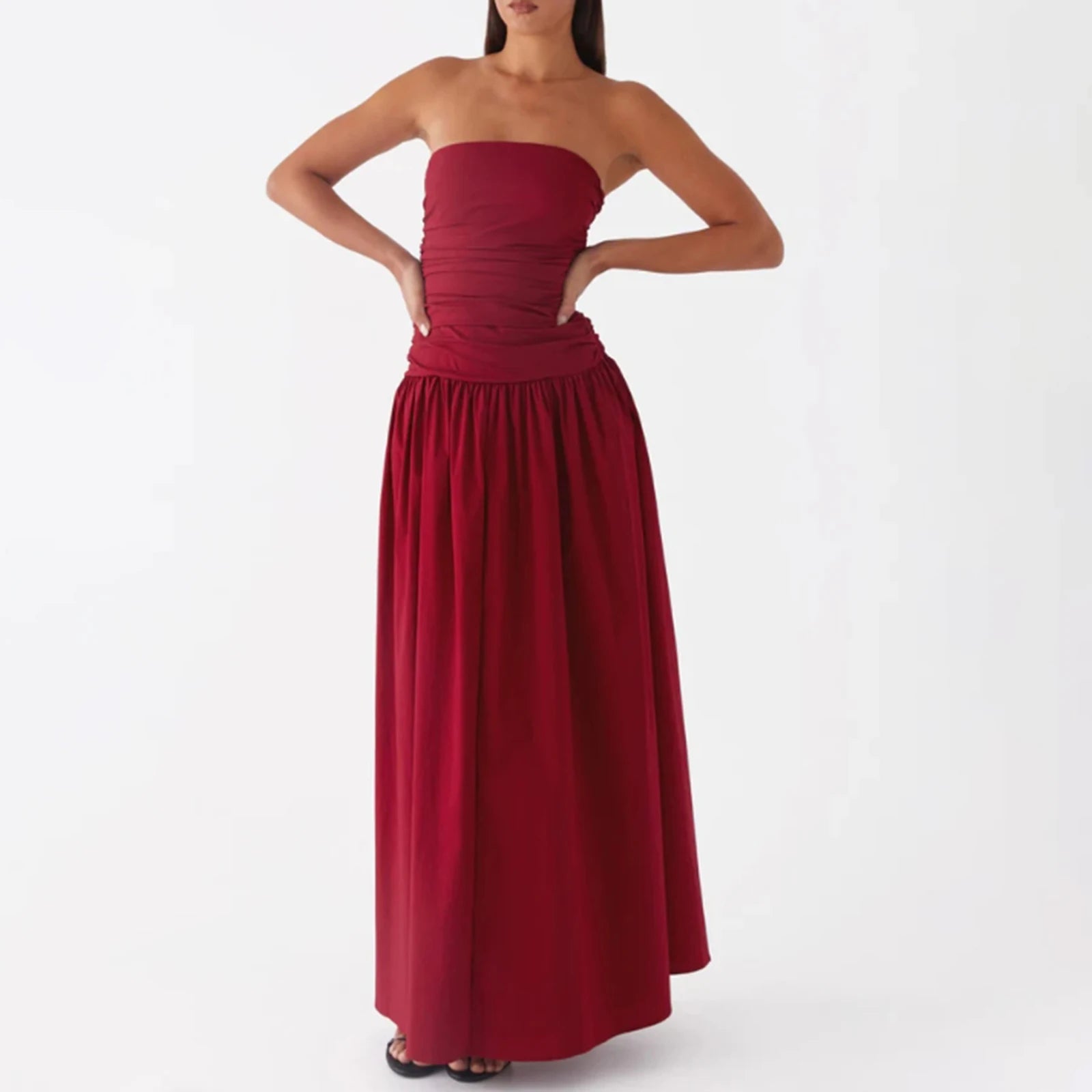 Vestido largo elegante sin tirantes para mujer, vestido v...