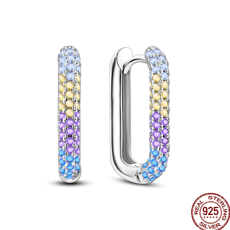 Pendientes Plata de Ley 925 coloridos pendientes de circó...
