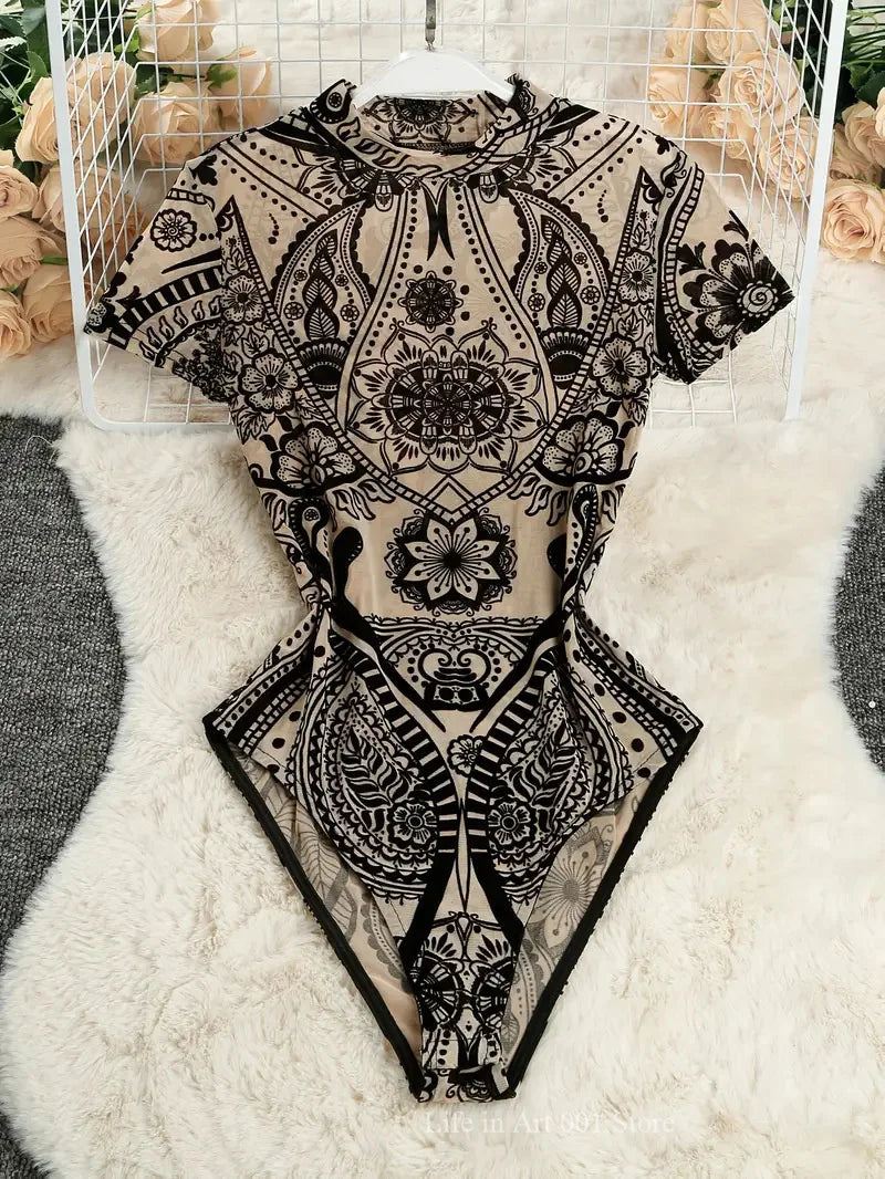 Traje de baño Sexy elegante Floral para mujer, medias de ...