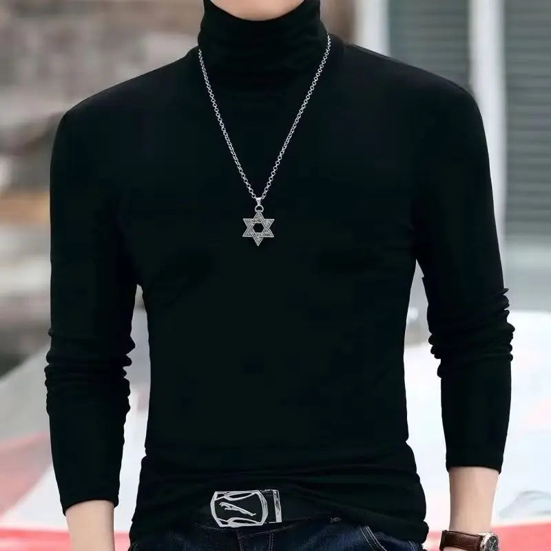 Suéteres de Cuello Alto para Hombre Otoño Invierno, Suéteres Casuales Térmicos de Manga Larga, Ajustados, Elásticos, Básicos, Sudaderas, Jumper, Camisetas - Corporación Turística