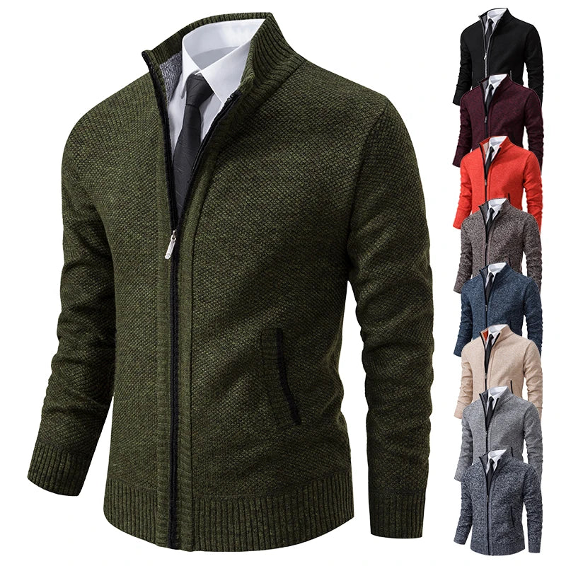 Abrigo Polar Hombre Cuello Alto Cremallera Casual Invierno Cálido - Corporación Turística