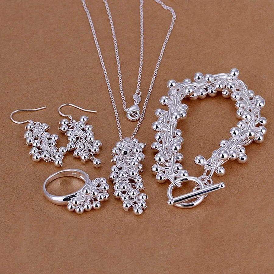 Plata de Ley 925, regalo de Navidad, collar de uva de cue...