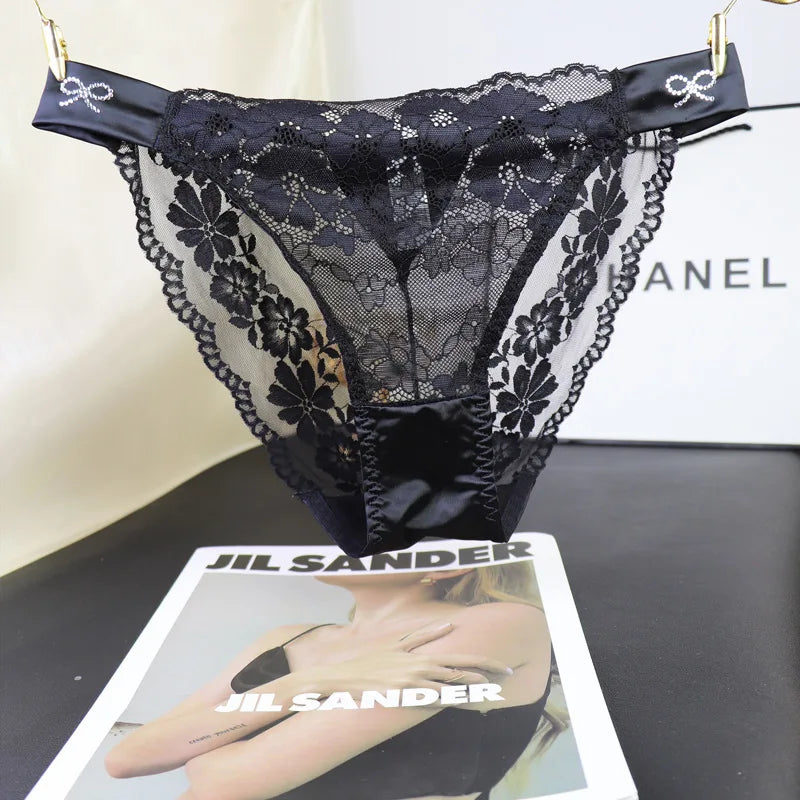 Set of three sexy French lace panties by Corporación Turística, featuring delicate lace details and comfortable fit.