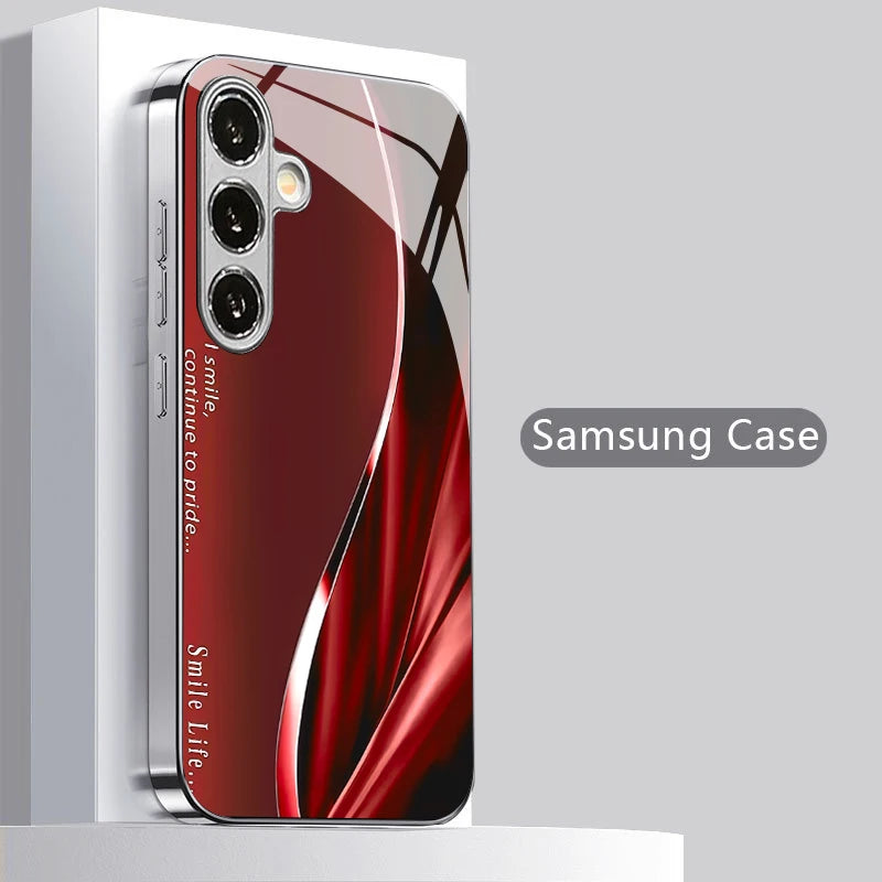 Red satin pattern 2D phone case for Samsung smartphones, featuring a stylish and protective design by Corporación Turística.