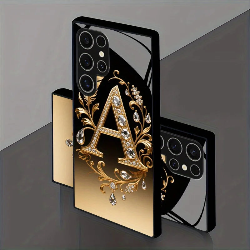 Tempered glass phone case with feather design, offers protection and style for smartphones, by Corporación Turística.