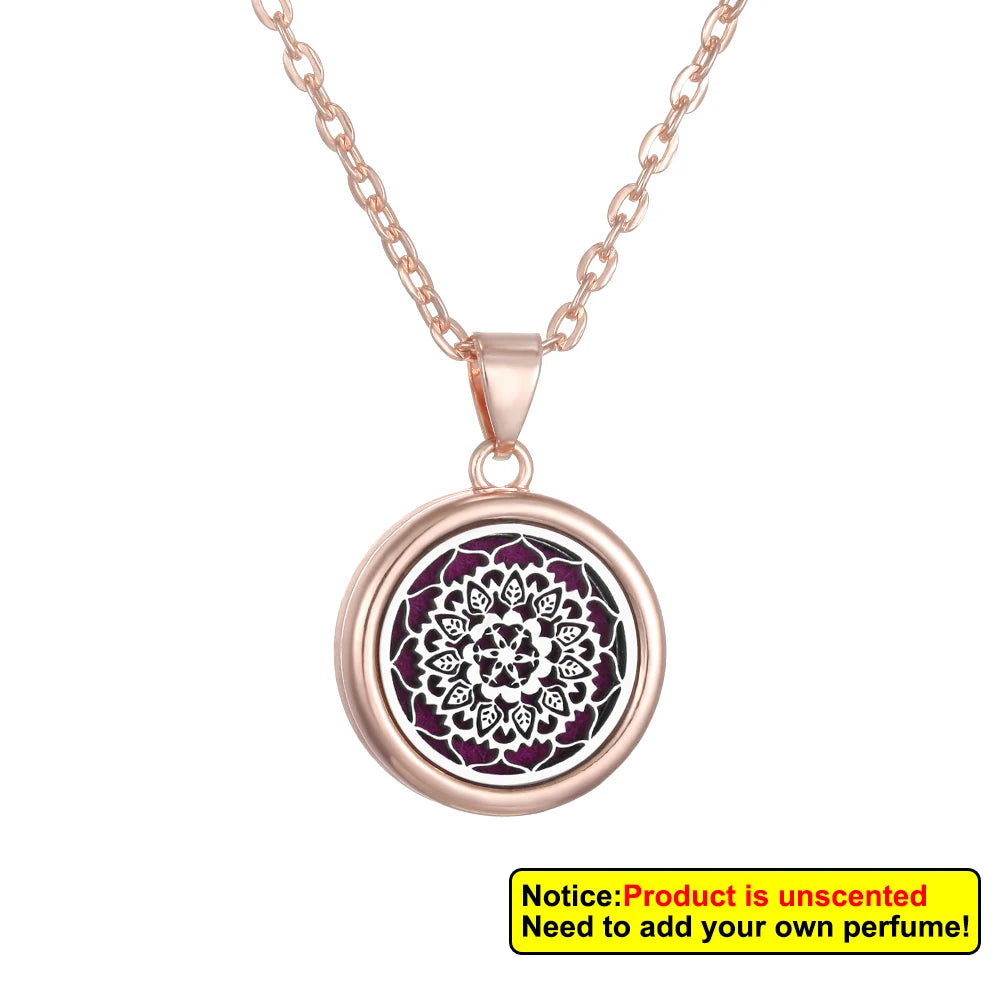 Nueva flor árbol de la vida aromaterapia difusor collar A...