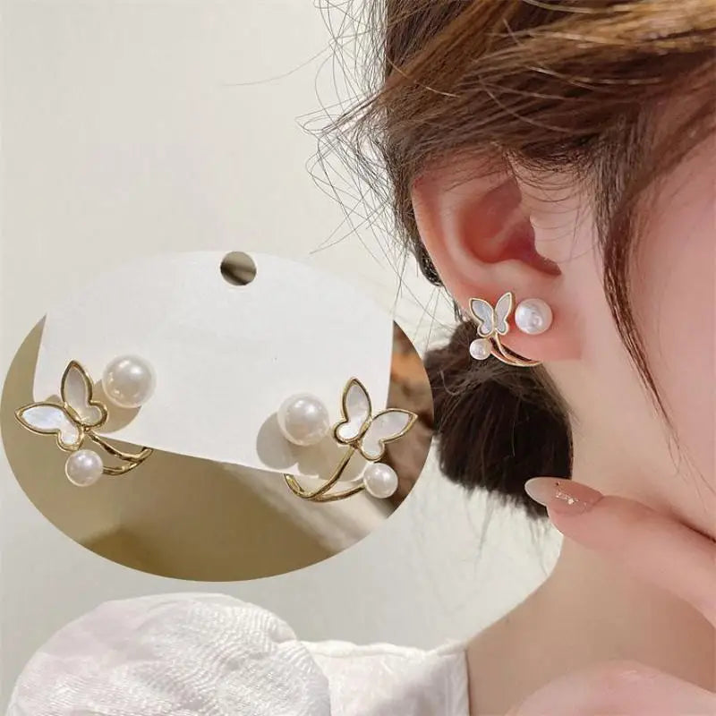 Pendientes de cisne de cristal hueco de aguja de plata 92...