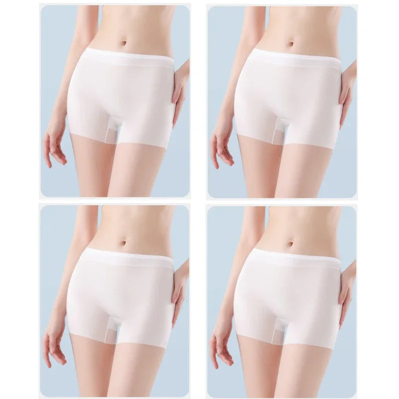 Set of four ultrafine cold silk panties for women, featuring smooth fabric and comfortable fit by Corporación Turística.