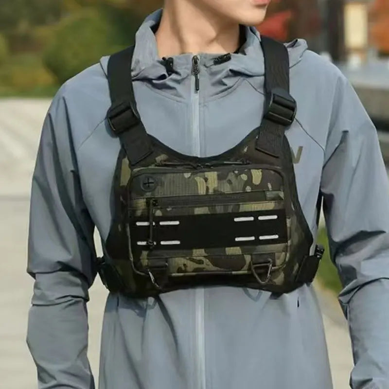 Bolsa de pecho al aire libre para hombre, bolsa frontal p...