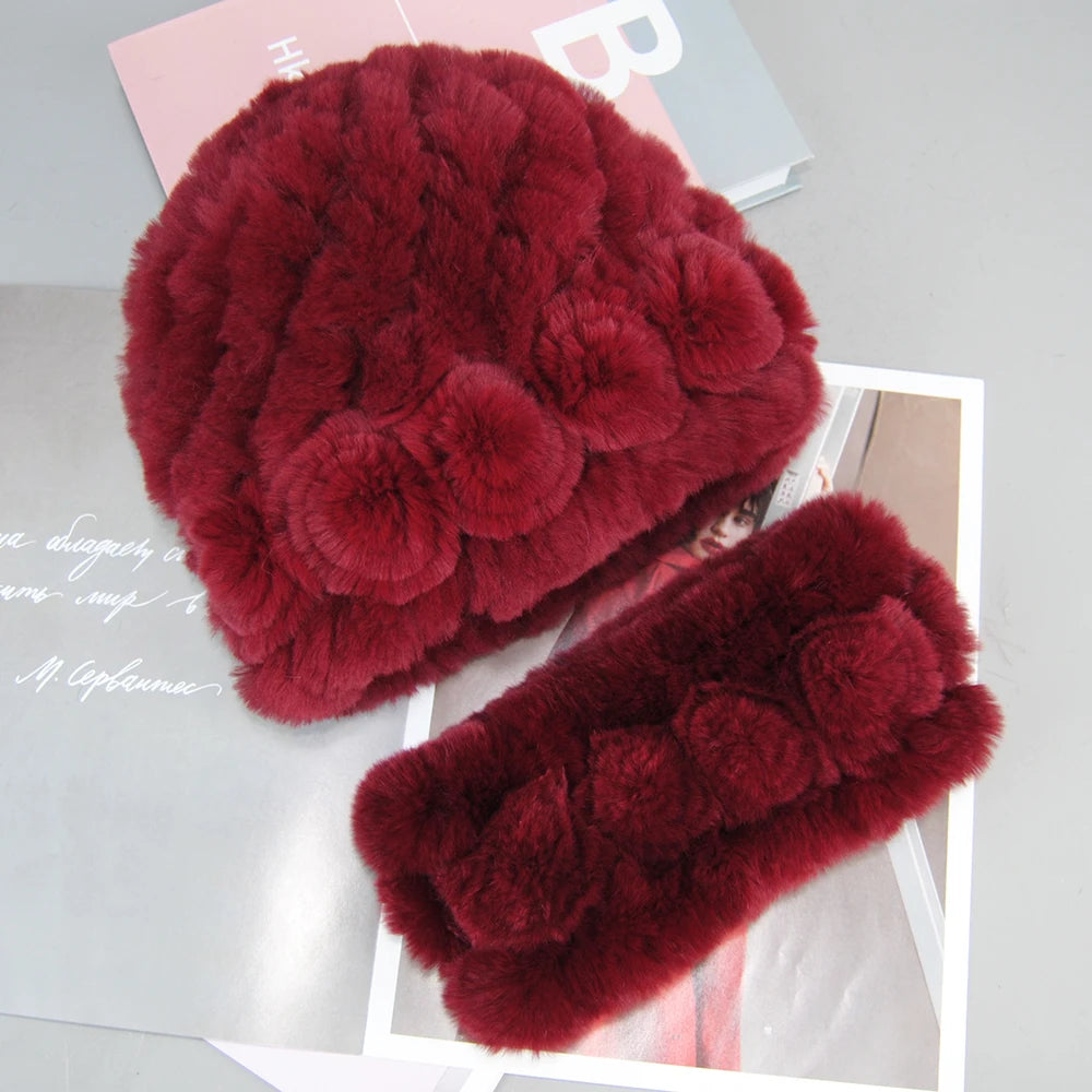 Authentic leather hat and matching scarf set from Nueva moda by Corporación Turística, displayed on a neutral background.