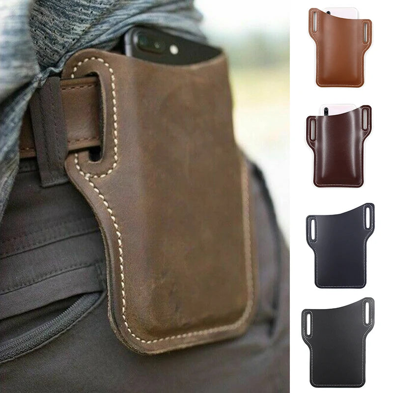 Riñonera de Cuero PU para Hombre - Billetera Móvil para Correr y Viajar