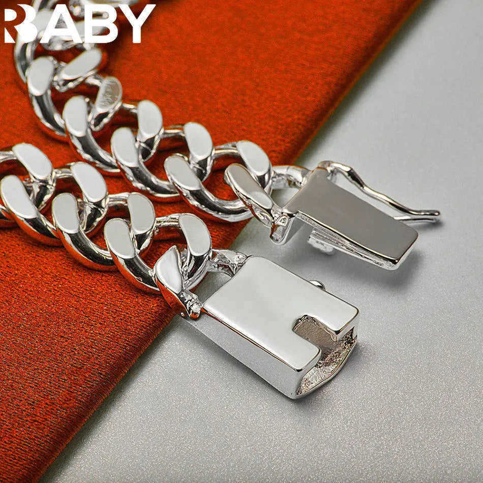 URBABY-pulseras de cadena cuadrada de Plata de Ley 925 pa...
