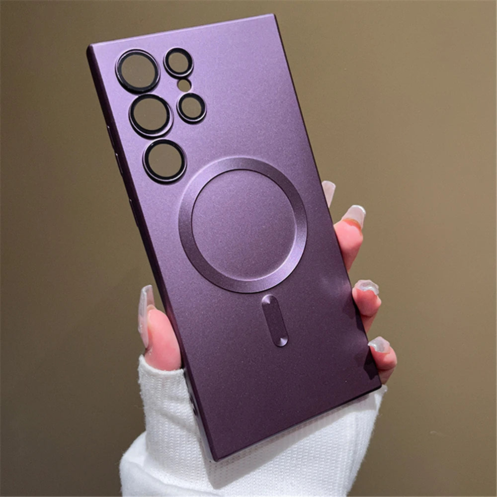 Magnetic matte wireless charging case for Samsung S2 smartphone, showing the sleek design and magnetic feature.