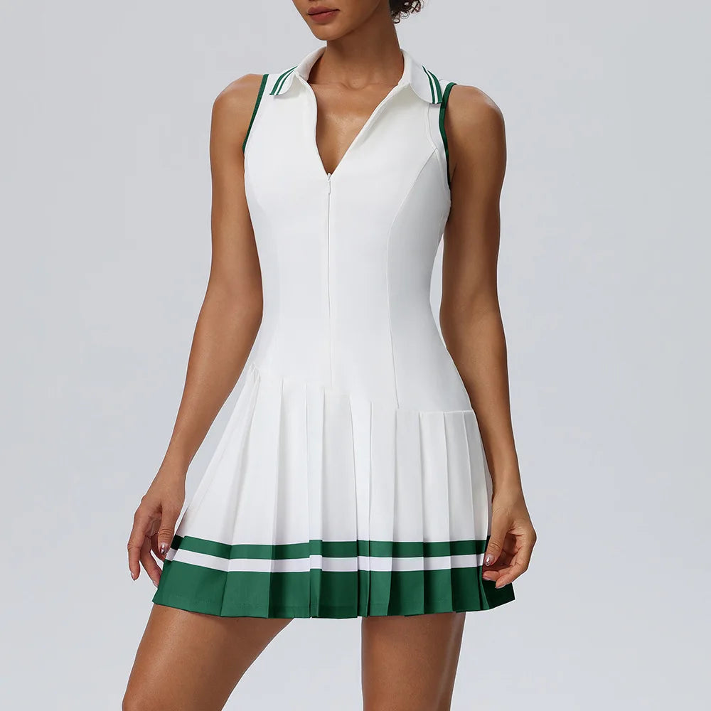 Vestido de tenis de una pieza con cuello abatible en cont...
