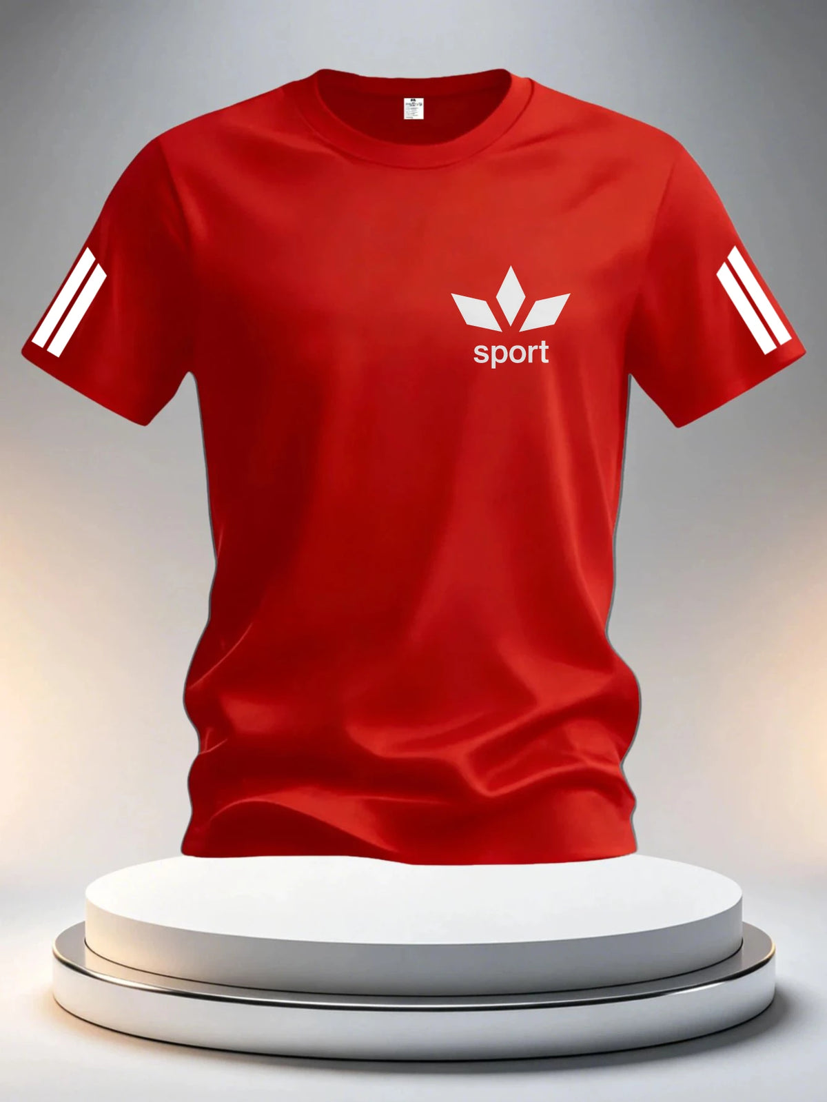 Men's summer t-shirt by Corporación Turística, sporty design with colorful stripes, lightweight and casual for warm weather.