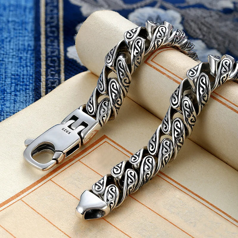 Pulsera Vintage con diseño de hierba Tang china para homb...