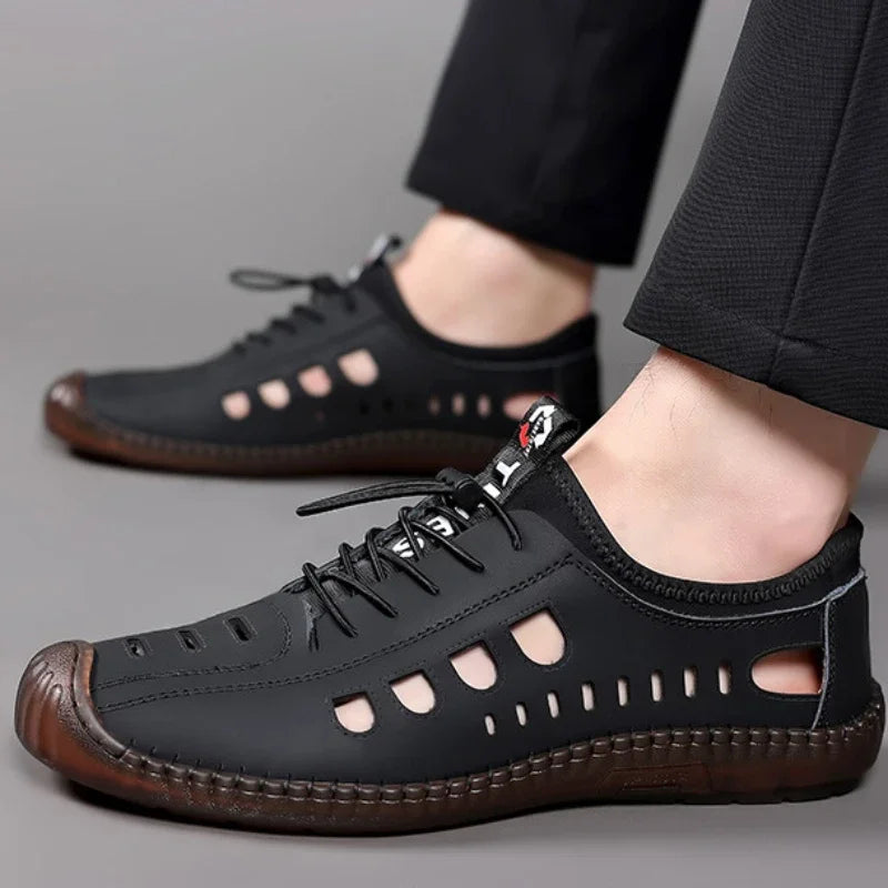 Sandalias de cuero suave para hombre, zapatos informales ...