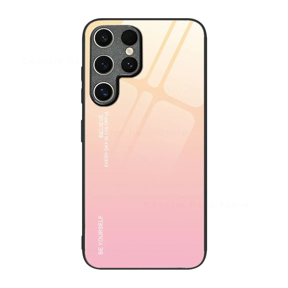 Tempered glass gradient phone case for Samsung Galaxy S2 by Corporación Turística, showing the colorful translucent design.