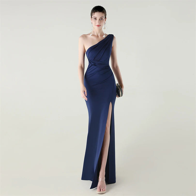 Vestido de Noche Sirena DEERVEADO Un Hombro Lujo (8 Colores)